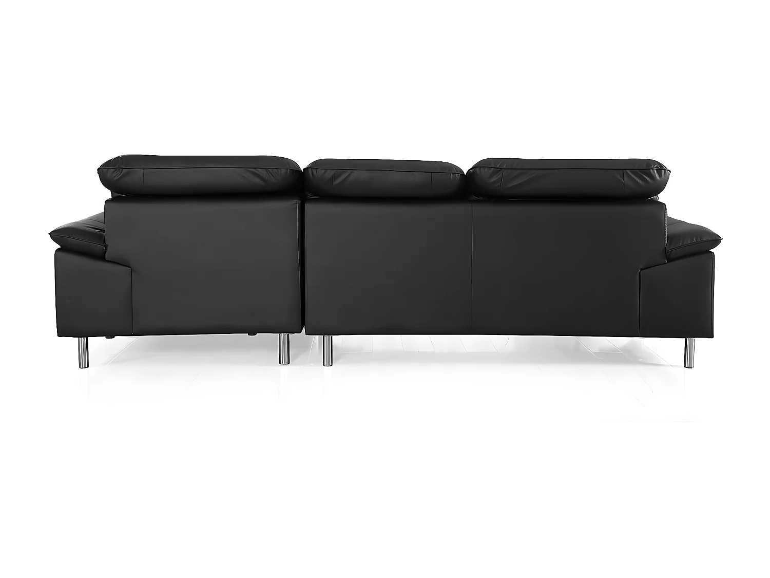 Canapé d'angle en cuir ALIX Noir - Angle Gauche