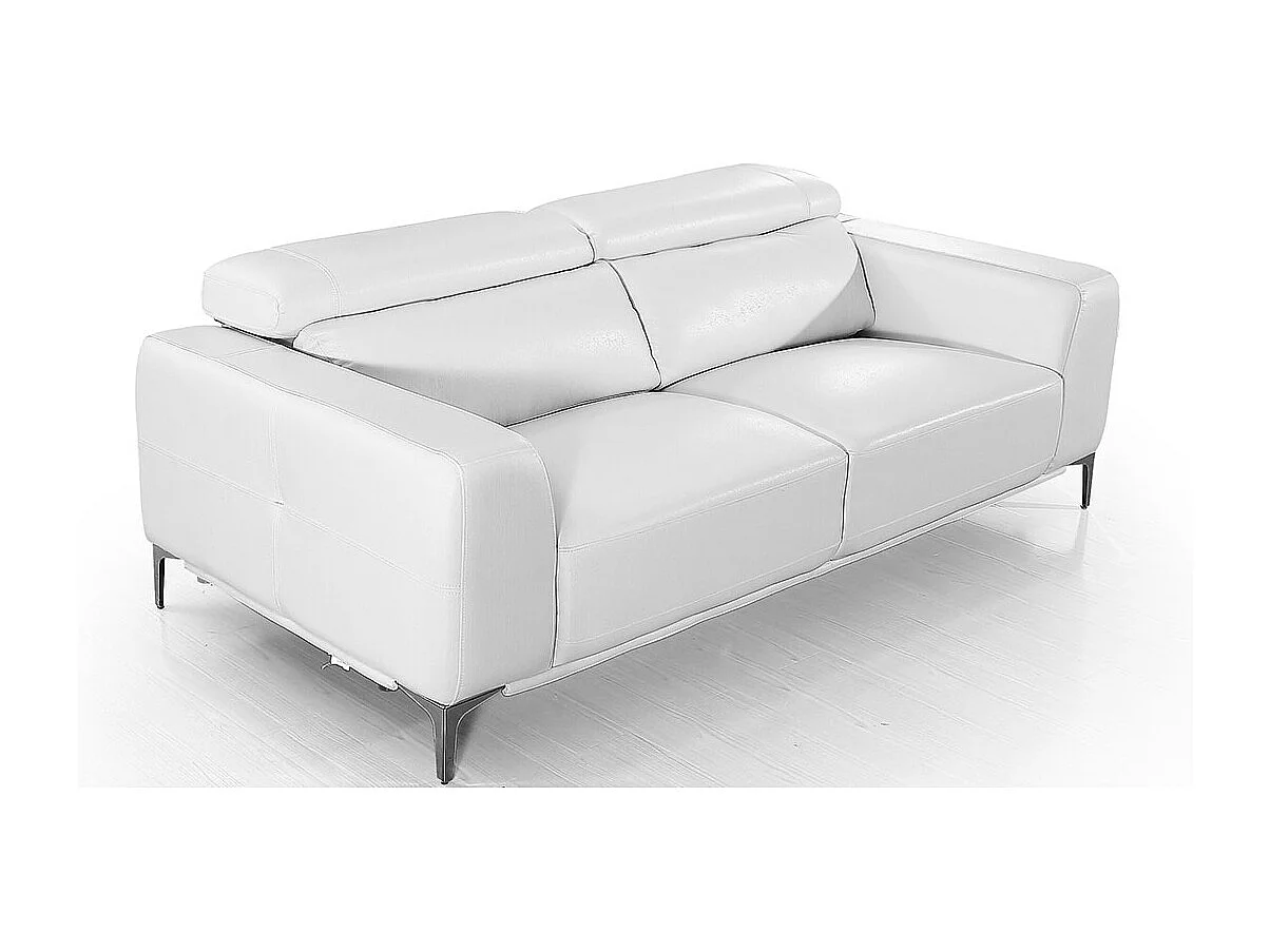 Canapé 3 places Cuir NORA Blanc - Angle Droit