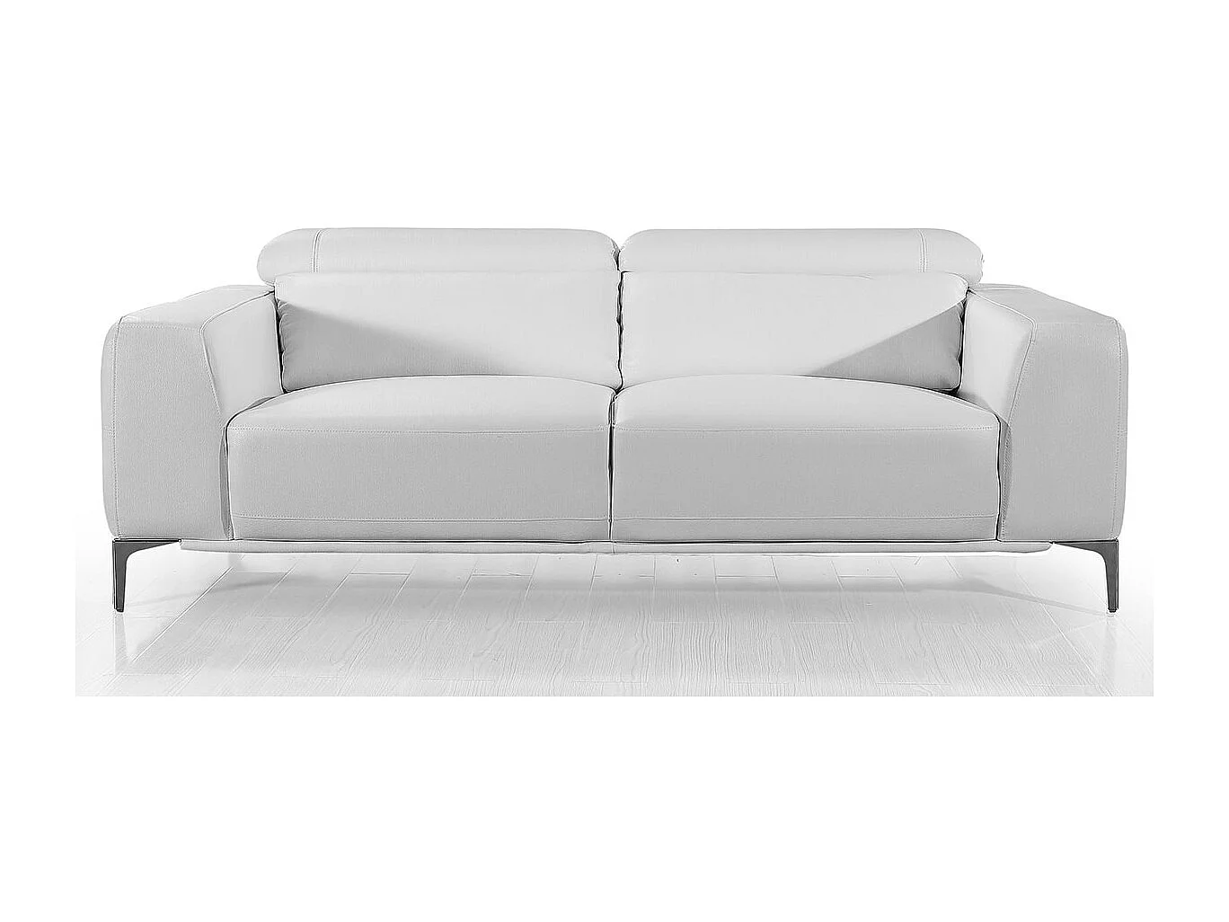 Canapé 3 places Cuir NORA Blanc - Angle Droit