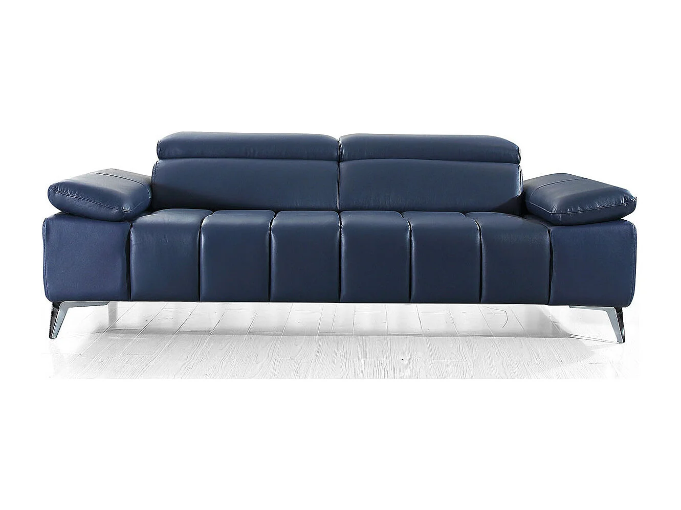 Canapé 3 places en cuir LYAM Bleu - Angle Droit