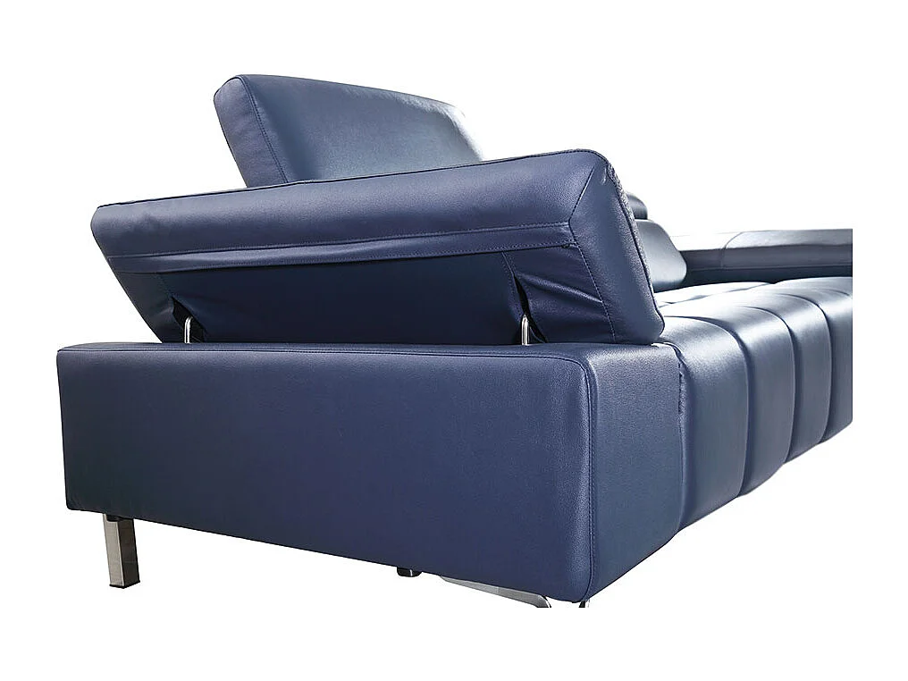 Canapé 3 places en cuir LYAM Bleu - Angle Droit