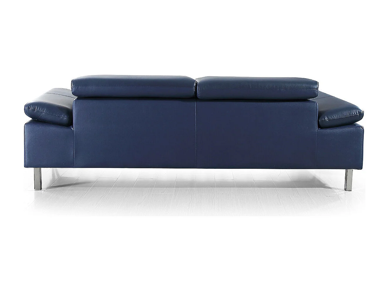 Canapé 3 places en cuir LYAM Bleu - Angle Droit