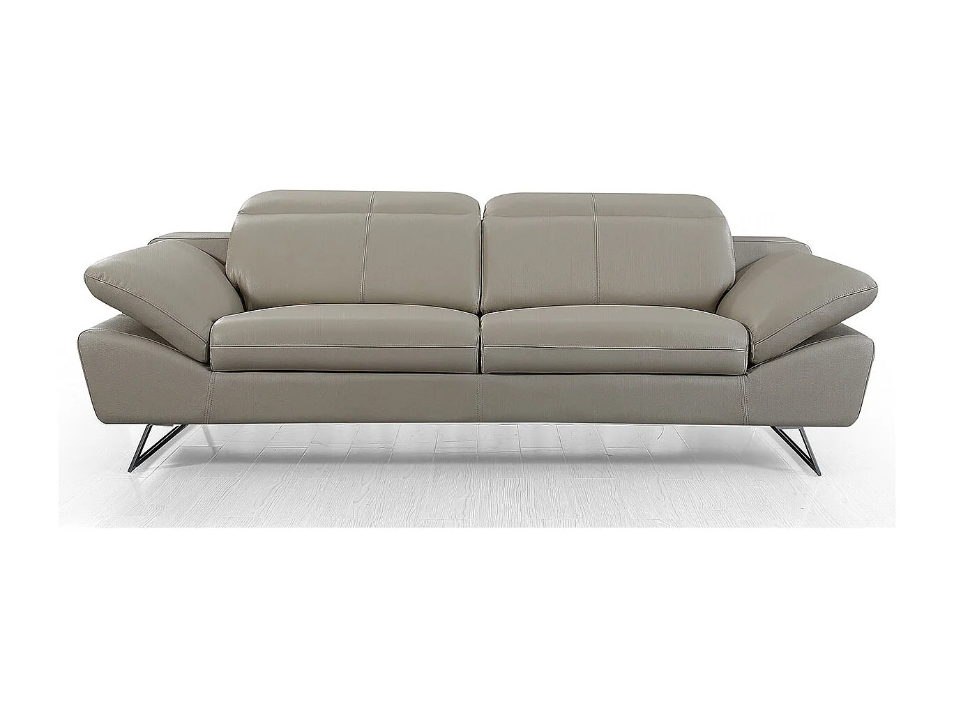 Canapé 3 places en cuir SARM Beige - Angle Droit