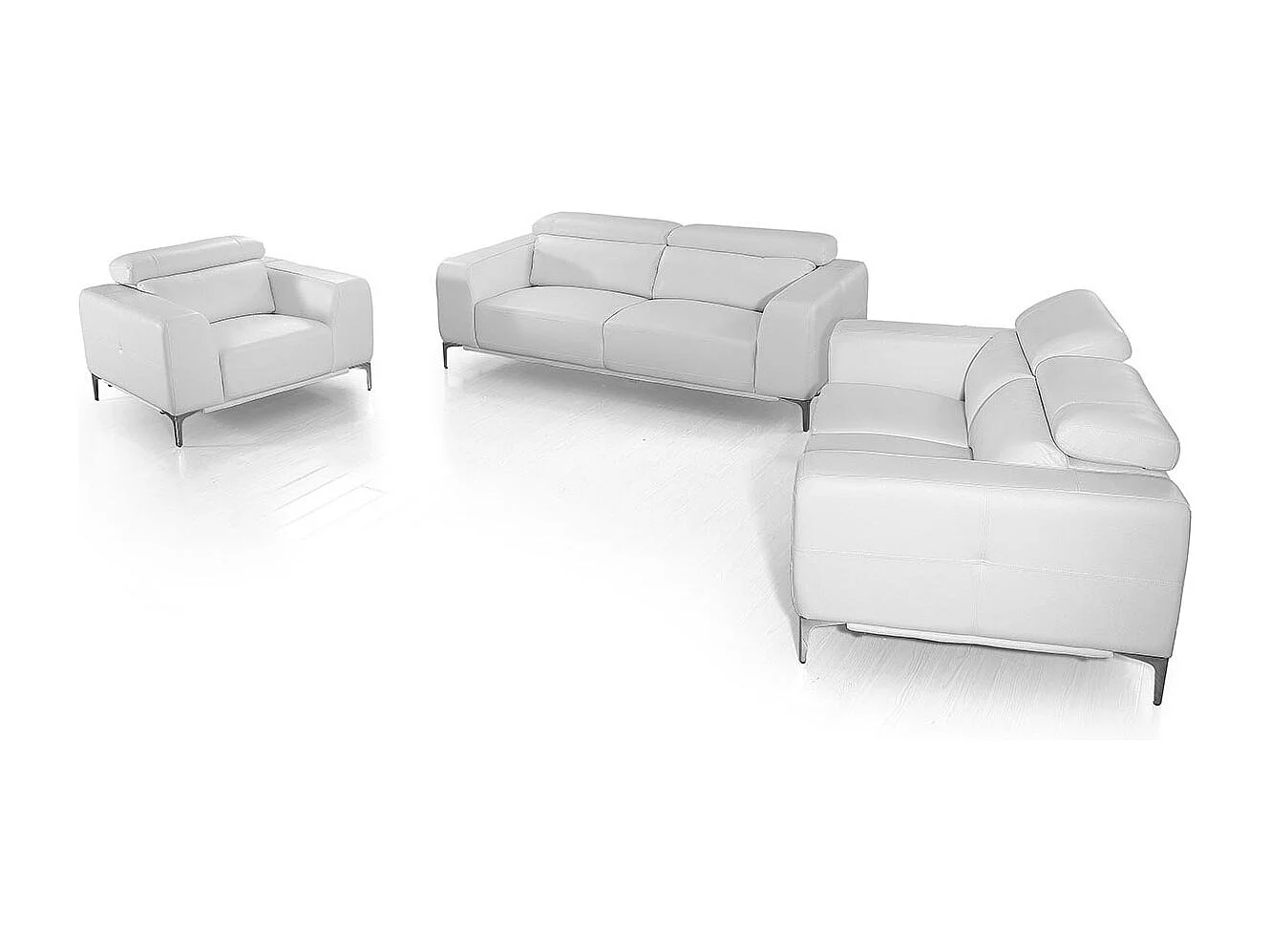 Canapé 2 places en cuir NORA Blanc