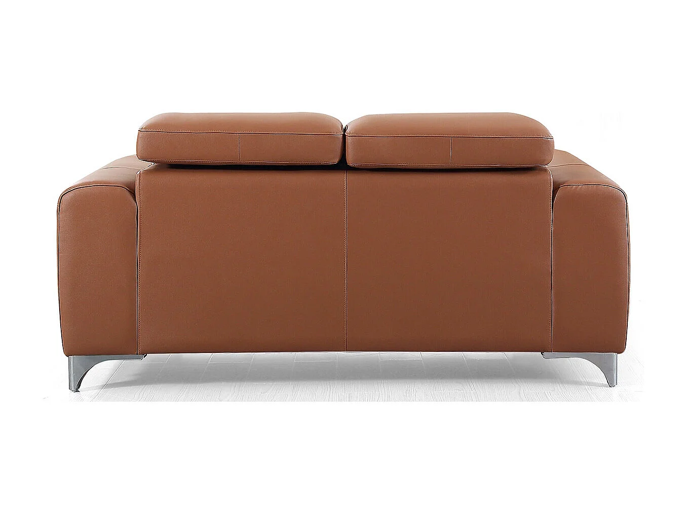 Canapé 2 places en cuir ZAARA - Cognac - Angle Droit