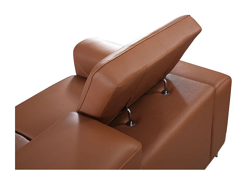 Canapé 2 places en cuir ZAARA - Cognac - Angle Droit