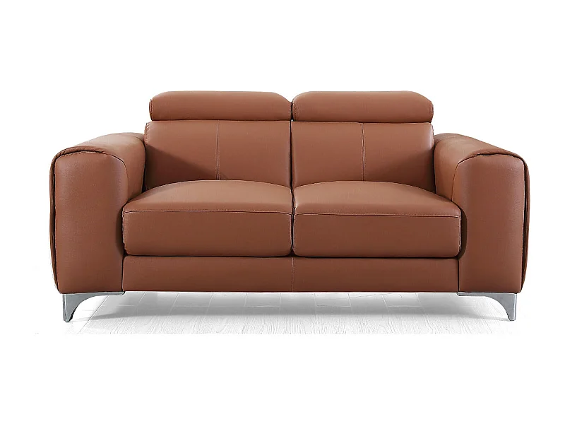 Canapé 2 places en cuir ZAARA - Cognac - Angle Droit