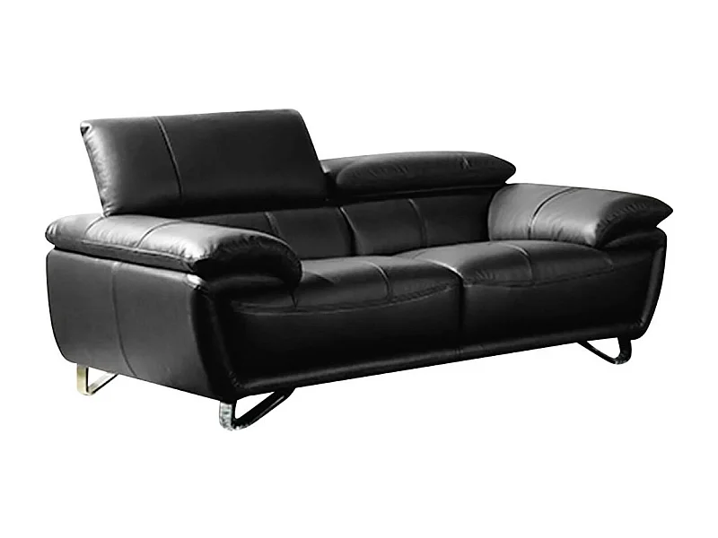 Canapé cuir 3 places BAYA Noir - Angle Droit