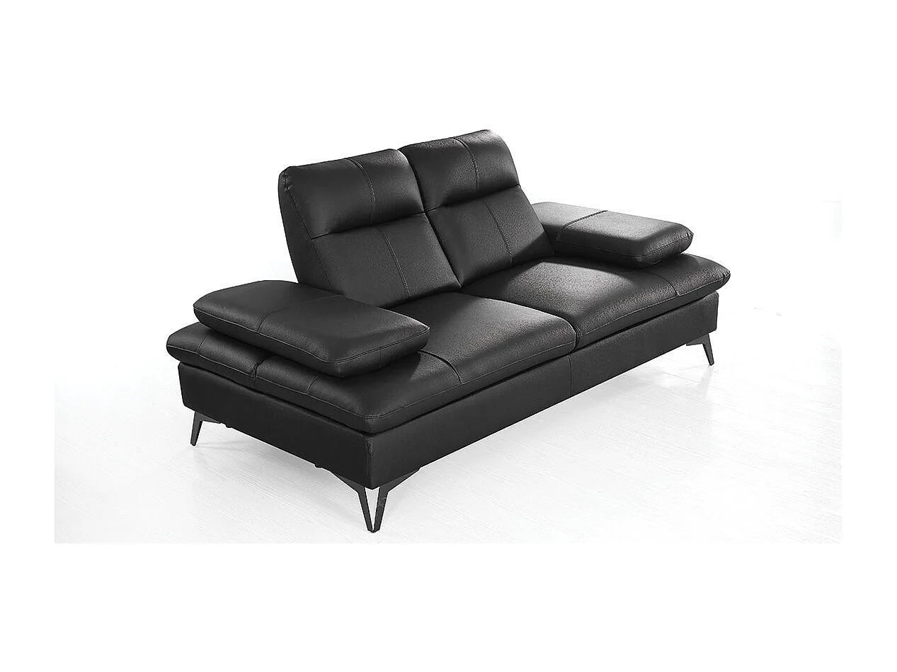 Canapé 2 places Cuir  avec dossier avance-recul IRIS Noir - Angle Droit