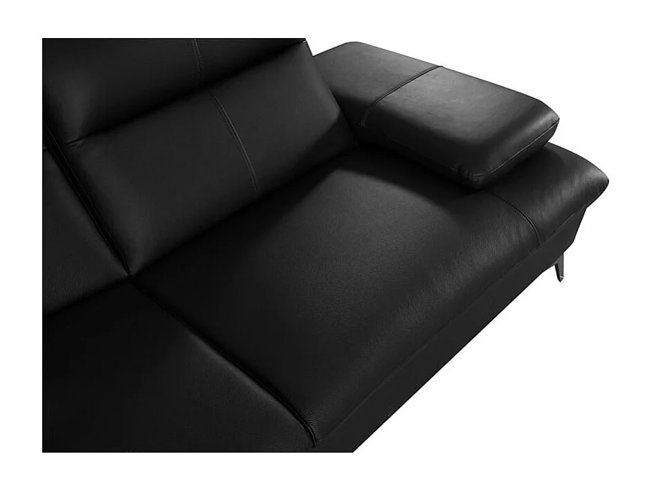 Canapé 2 places Cuir  avec dossier avance-recul IRIS Noir - Angle Droit