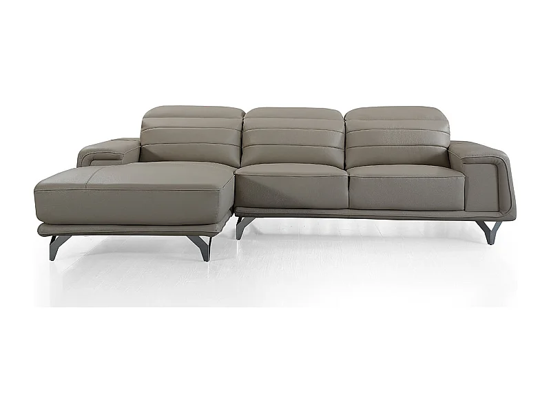 Canapé d'angle en cuir KARL Beige - Angle Gauche