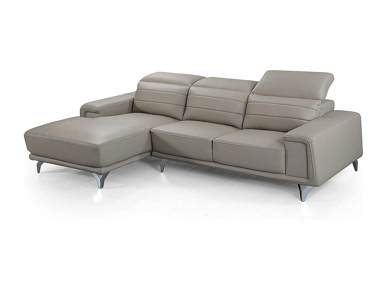 Canapé d'angle en cuir KARL Beige - Angle Gauche