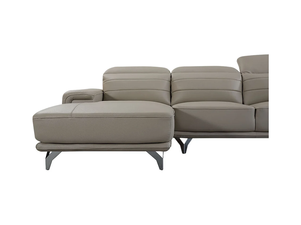 Canapé d'angle en cuir KARL Beige - Angle Gauche