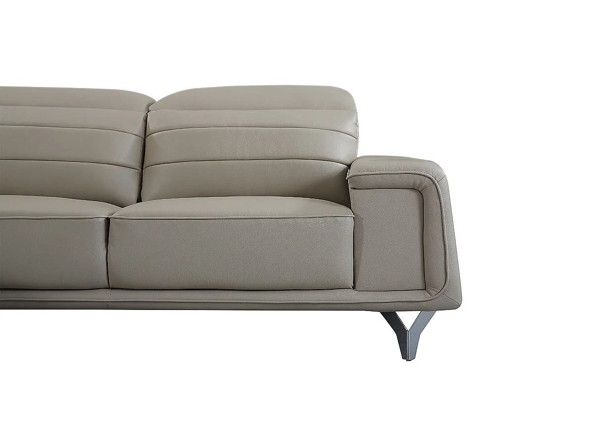 Canapé d'angle en cuir KARL Beige - Angle Gauche