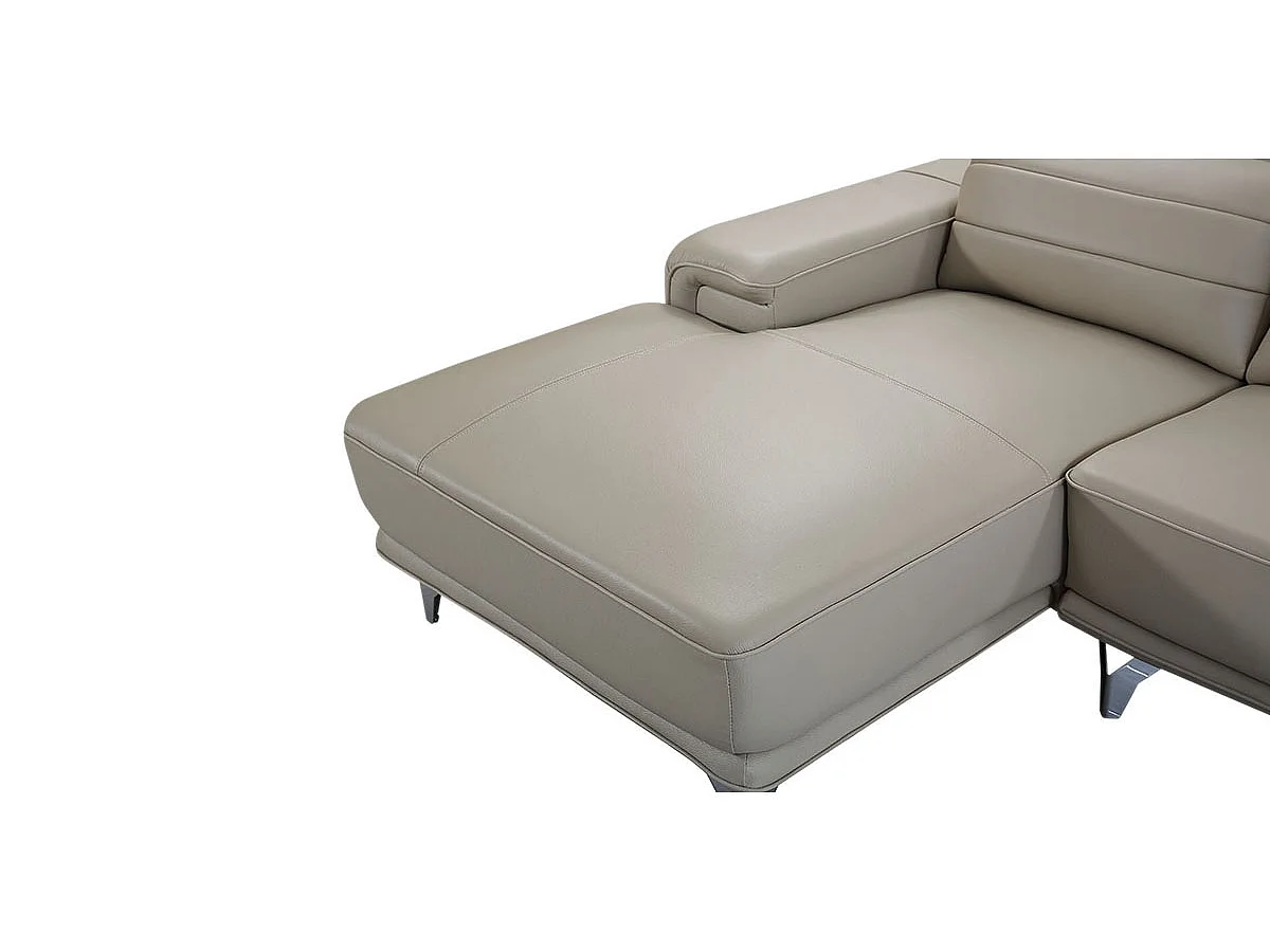 Canapé d'angle en cuir KARL Beige - Angle Gauche