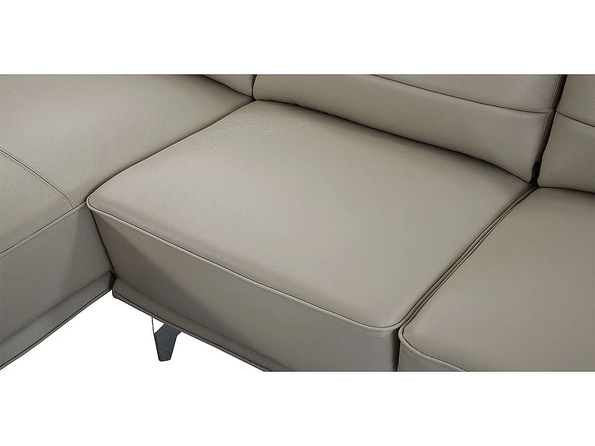 Canapé d'angle en cuir KARL Beige - Angle Gauche