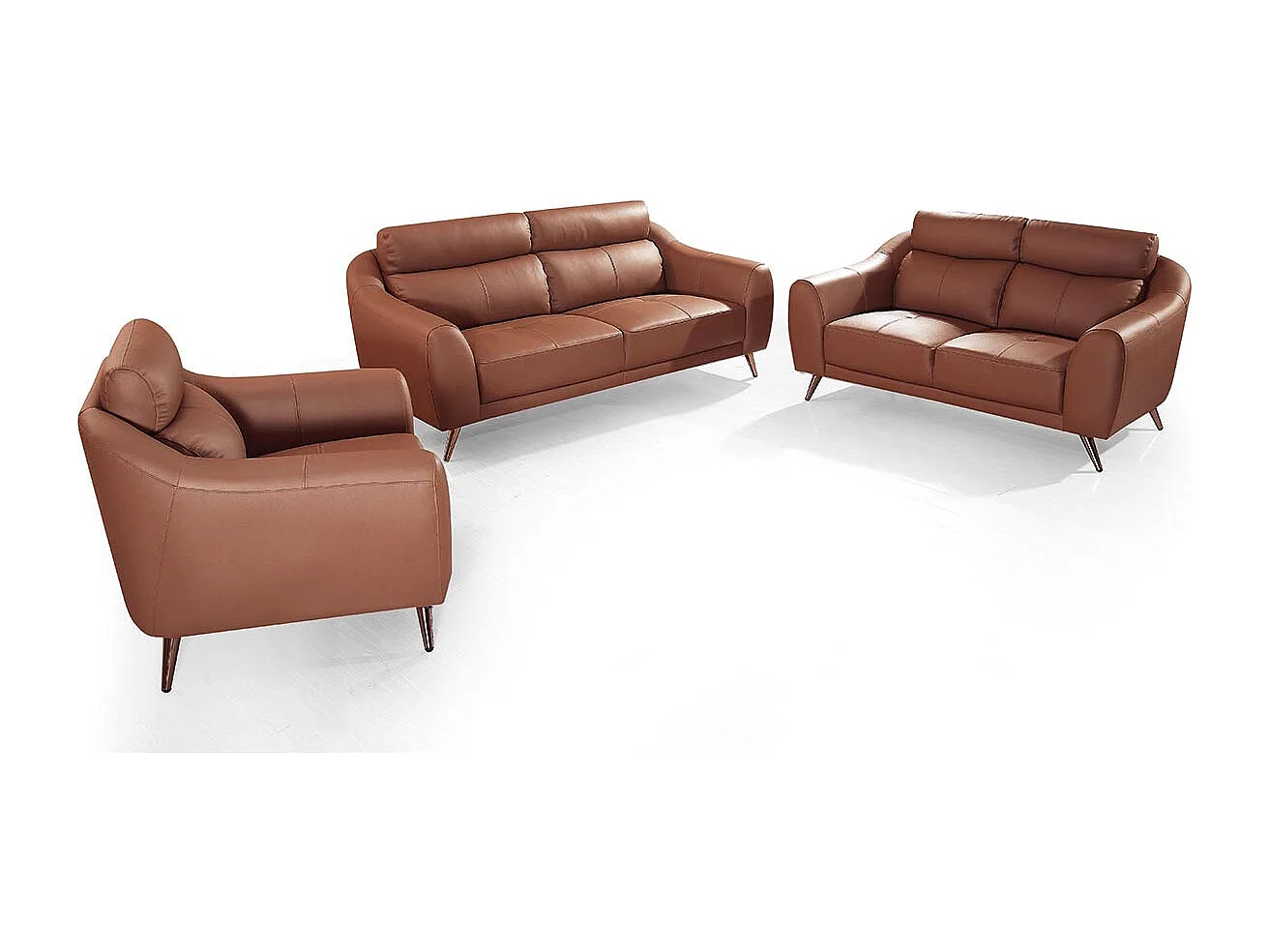 Canapé 2 places en cuir SIANNA Cognac - Angle Droit