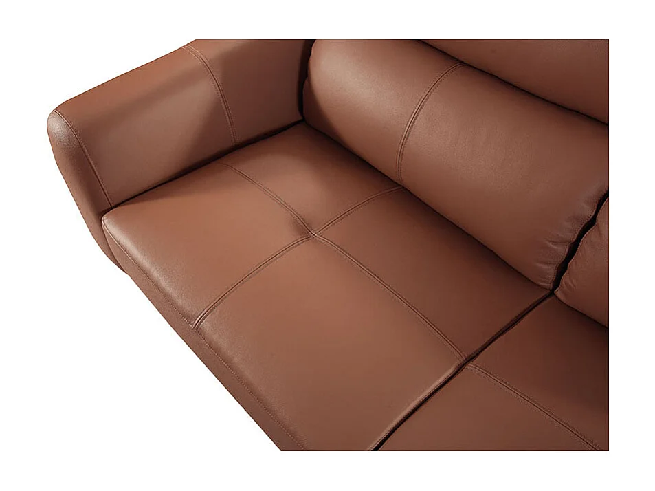 Canapé 2 places en cuir SIANNA Cognac - Angle Droit