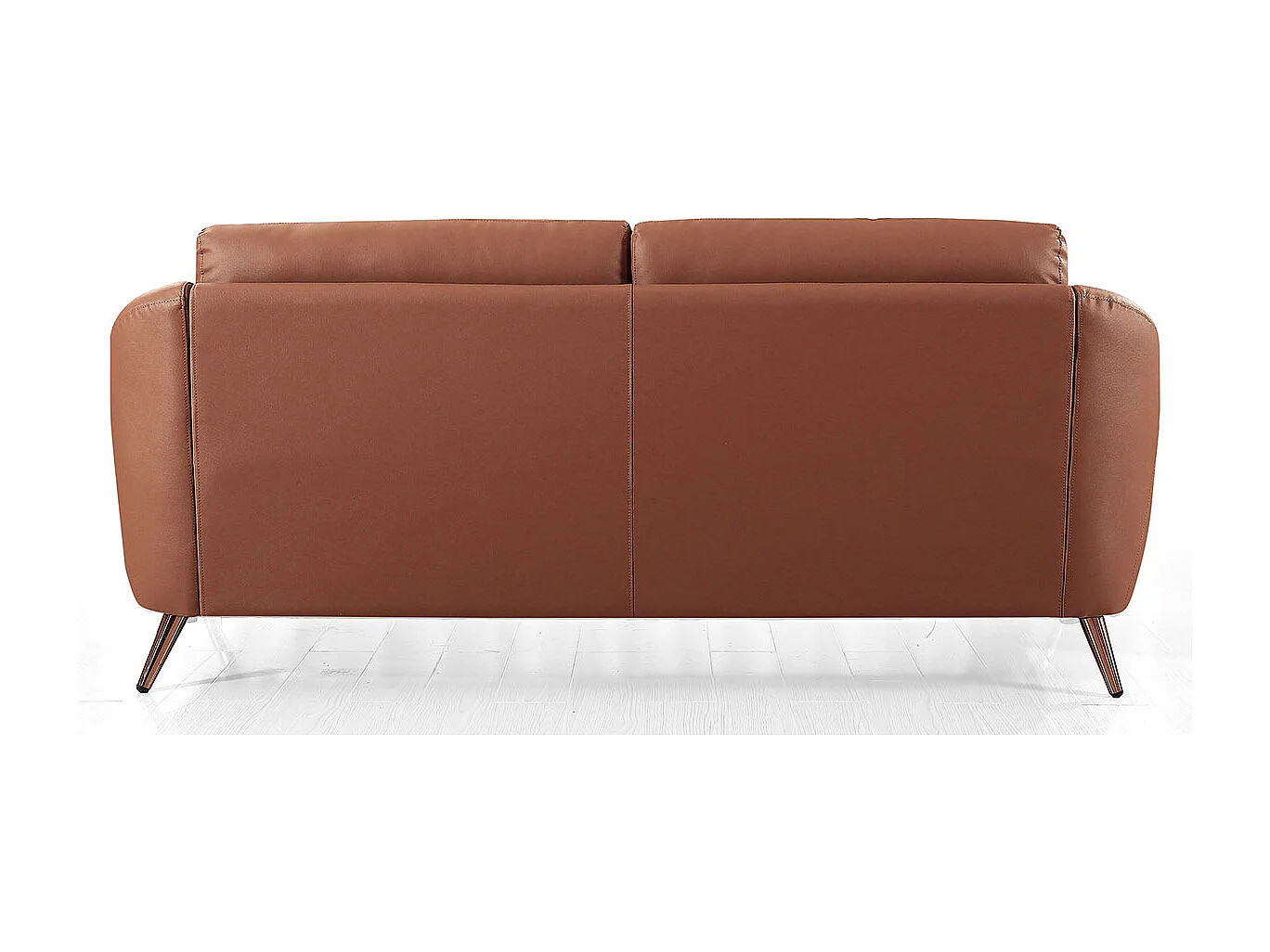 Canapé 2 places en cuir SIANNA Cognac - Angle Droit