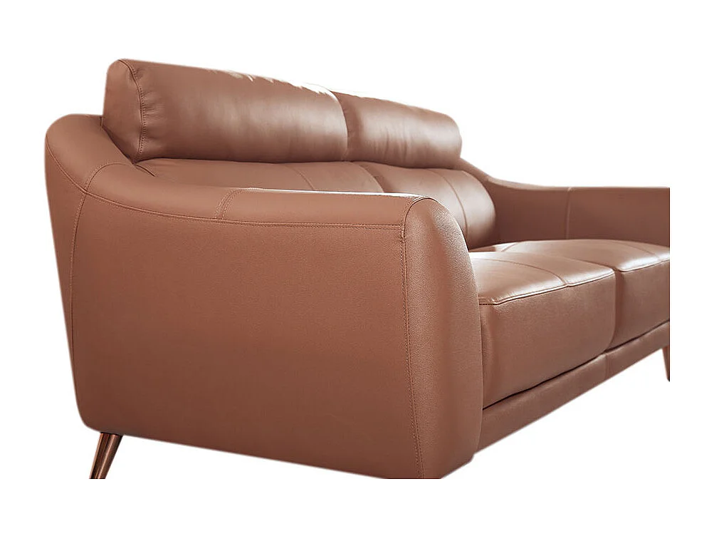 Canapé 2 places en cuir SIANNA Cognac - Angle Droit