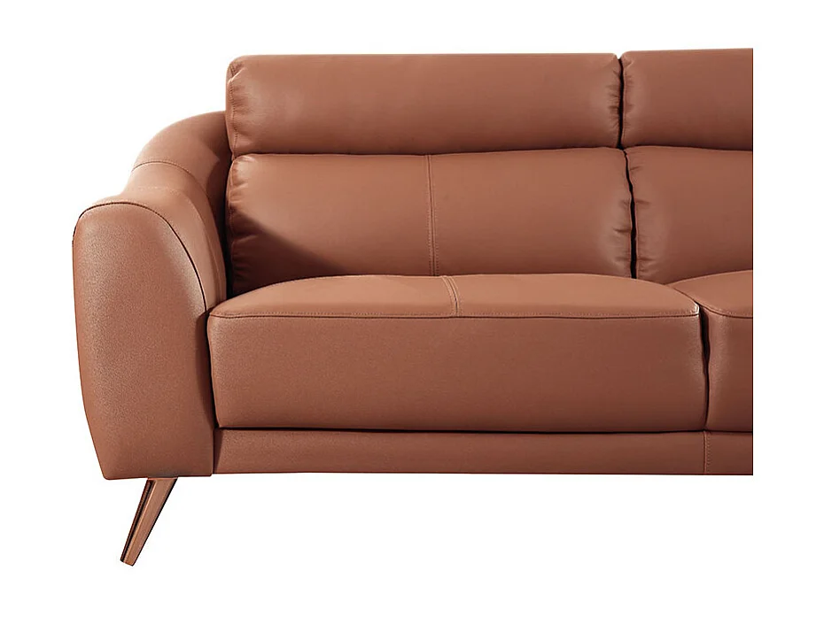 Canapé 2 places en cuir SIANNA Cognac - Angle Droit