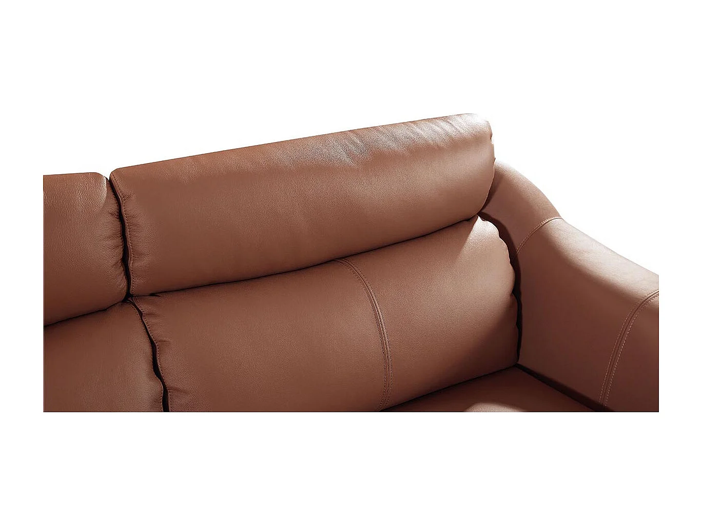 Canapé 2 places en cuir SIANNA Cognac - Angle Droit