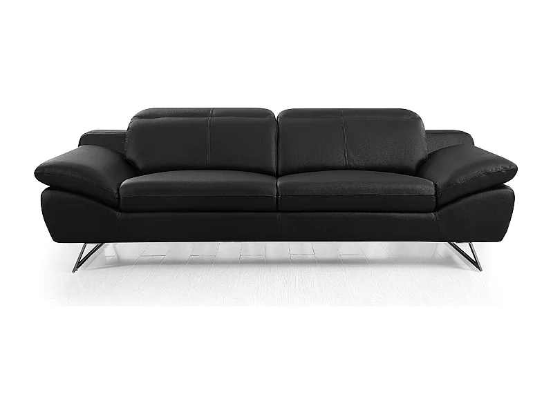 Canapé 3 places en cuir SARM Noir - Angle Droit