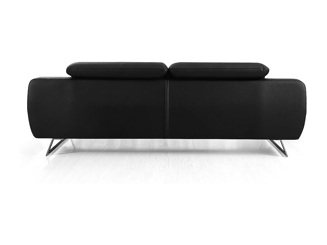 Canapé 3 places en cuir SARM Noir - Angle Droit