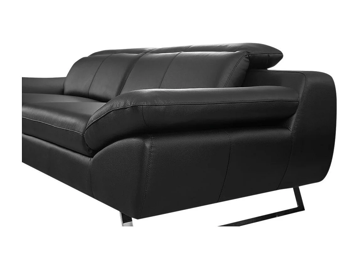 Canapé 3 places en cuir SARM Noir - Angle Droit