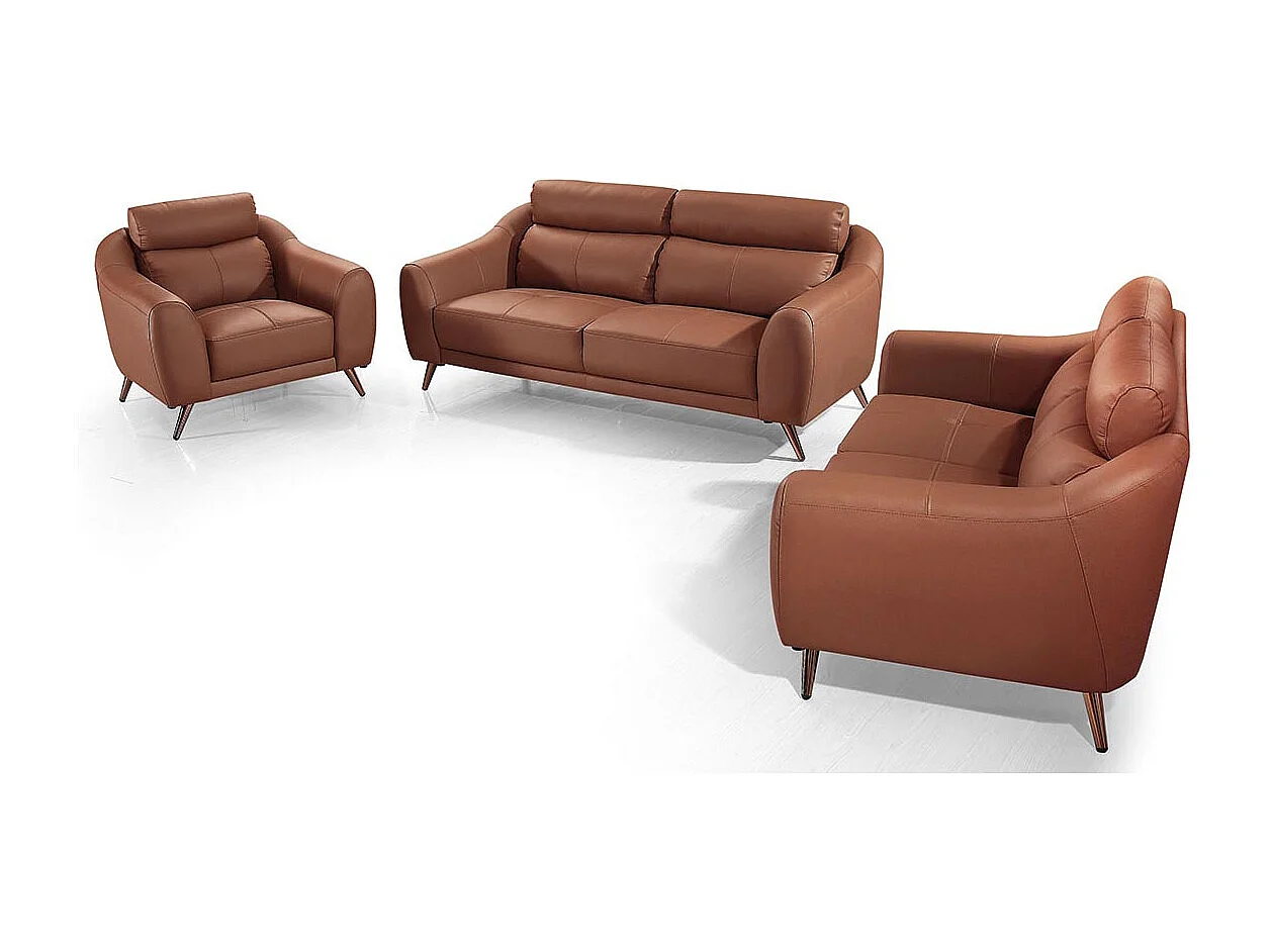 Fauteuil cuir Design SIANNA Cognac