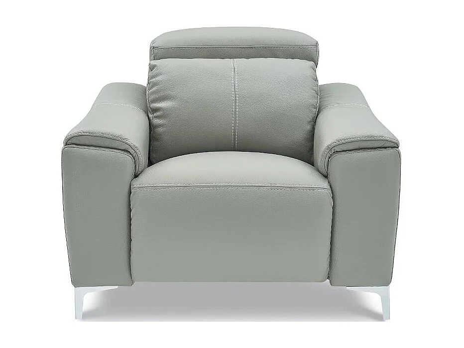Fauteuil relaxation électrique 1 place en cuir BIANCA - Gris clair Gris perle