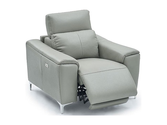 Fauteuil Relax électrique Kenneth En Cuir Gris - Détente Parfaite Pour Votre Salon
