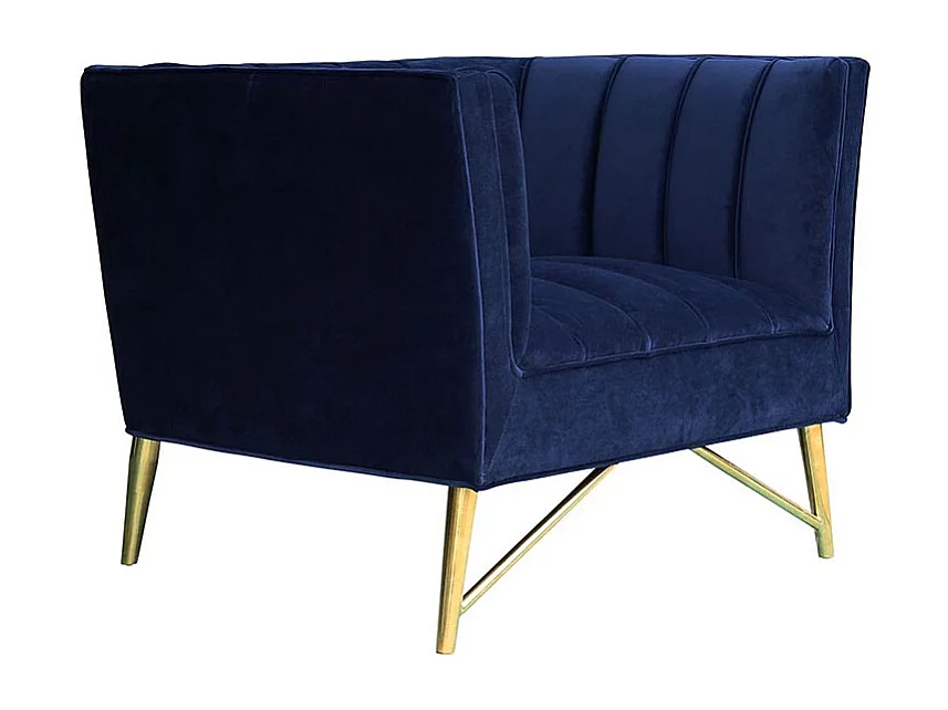 Fauteuil en velours ALAIA - Bleu foncé - Angle Droit
