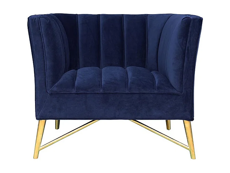Fauteuil en velours ALAIA - Bleu foncé - Angle Droit