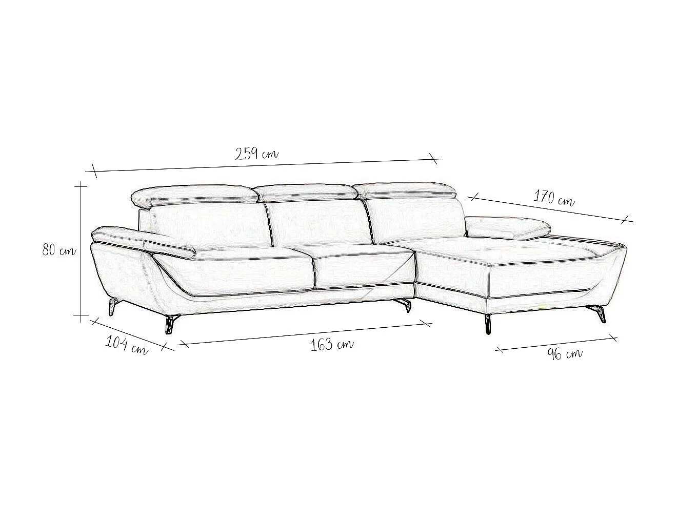 Canapé Cuir Angle CARLA Blanc - Angle Gauche