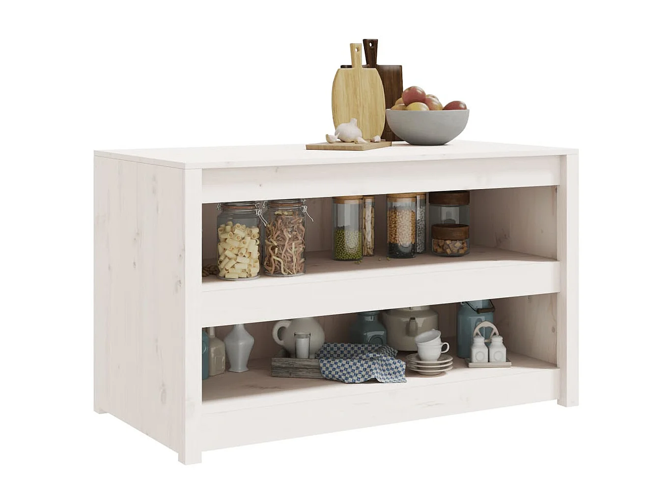 Armoire de cuisine d'extérieur blanc bois de pin massif