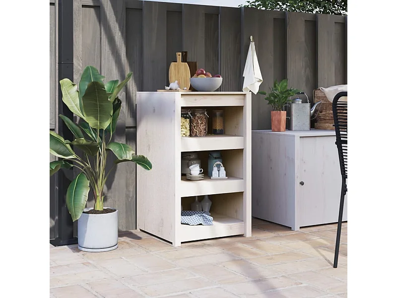 Armoire de cuisine d'extérieur blanc bois de pin massif