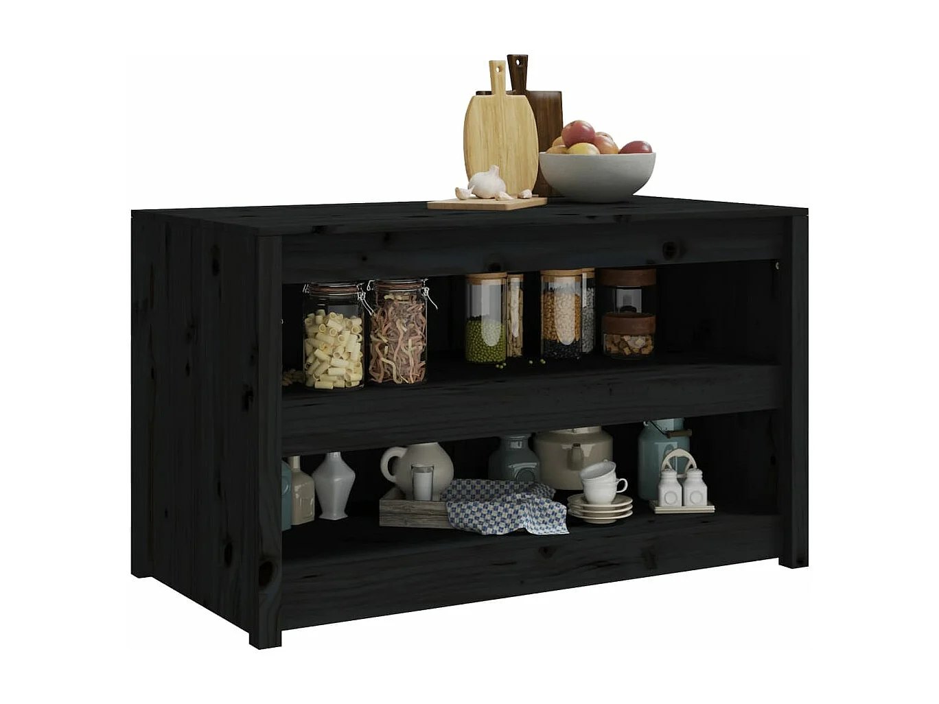 Armoire de cuisine d'extérieur noir 106x55x64 bois pin massif