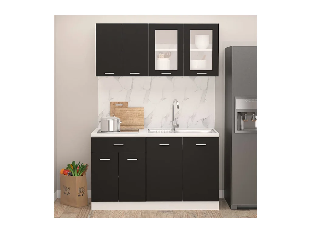 Ensemble de meubles de cuisine 4 pcs Noir
