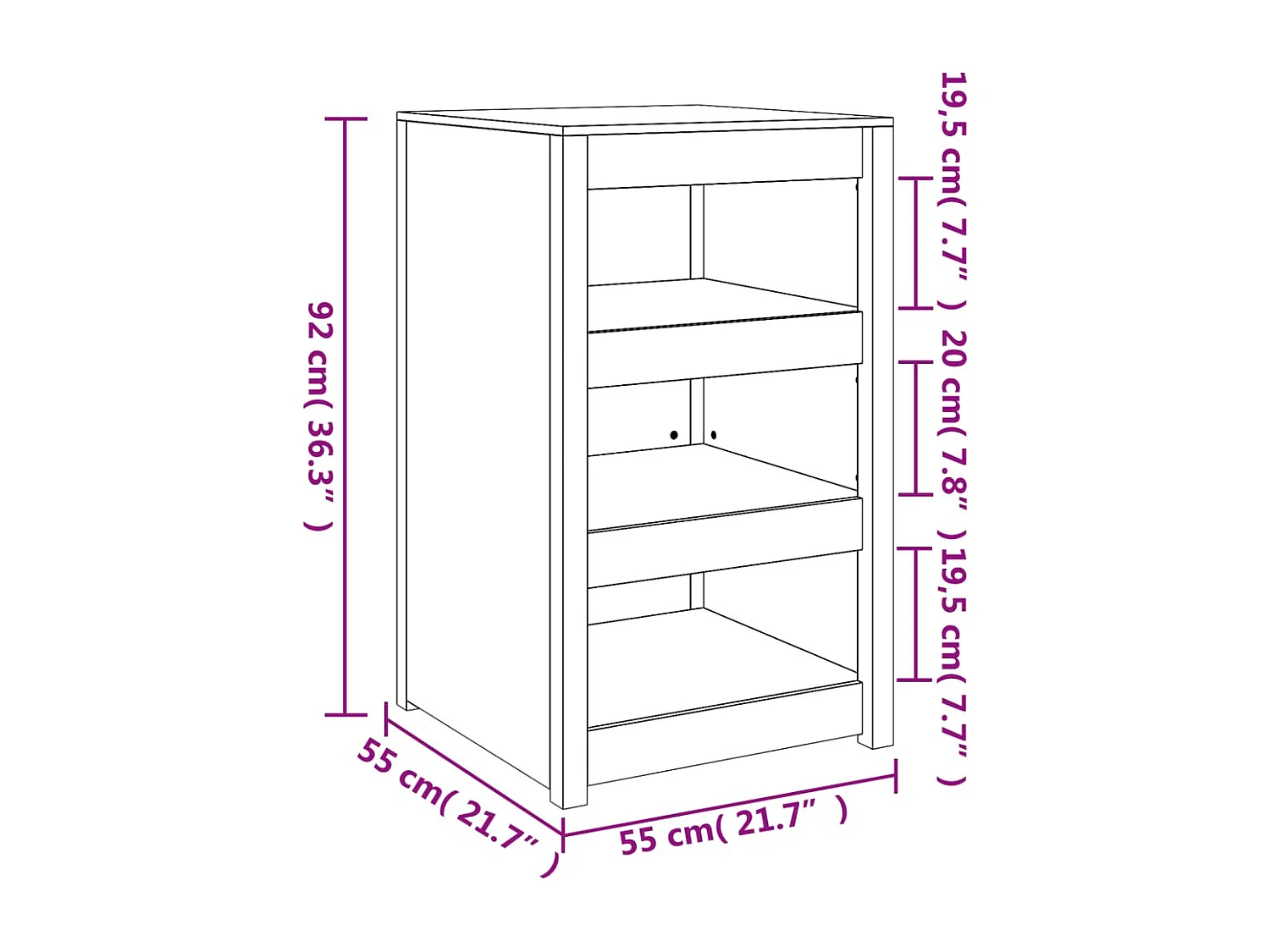 Armoire de cuisine d'extérieur 55x55x92 bois massif douglas