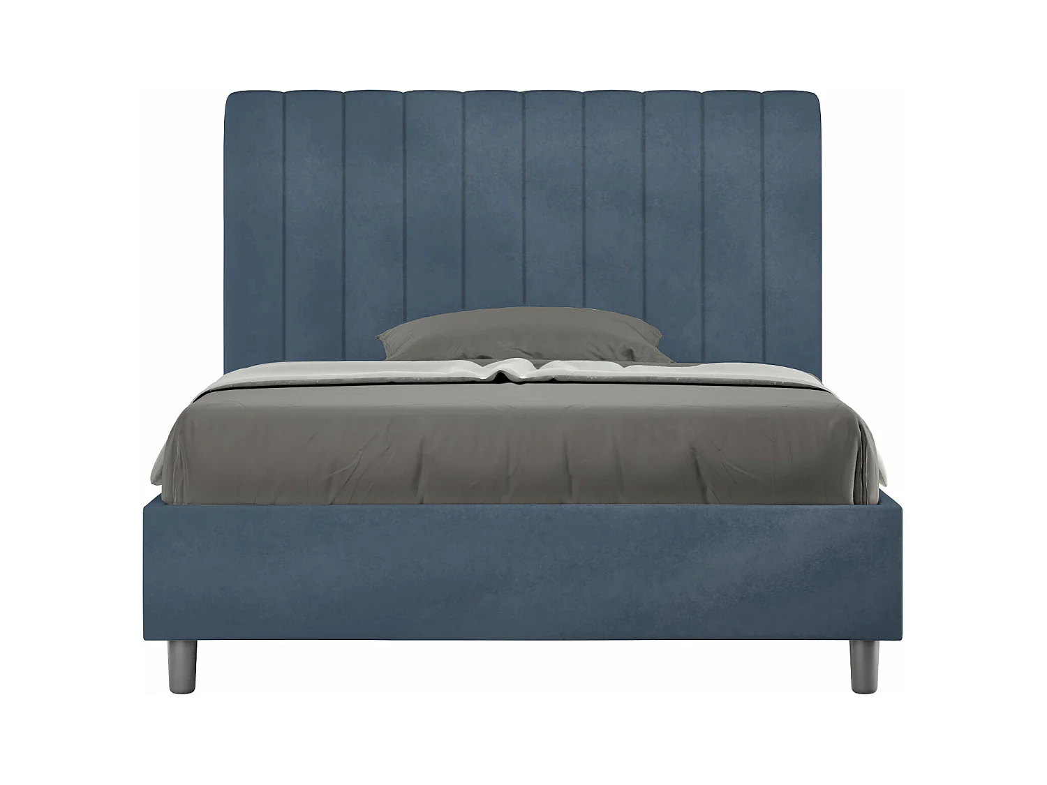 Lit 1 place et demi avec sommier rembourré 120x190 microfibre bleu Agueda