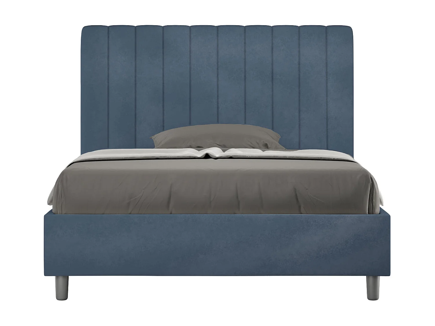 Letto una piazza e mezza con rete imbottito 120x190 microfibra blu Agueda