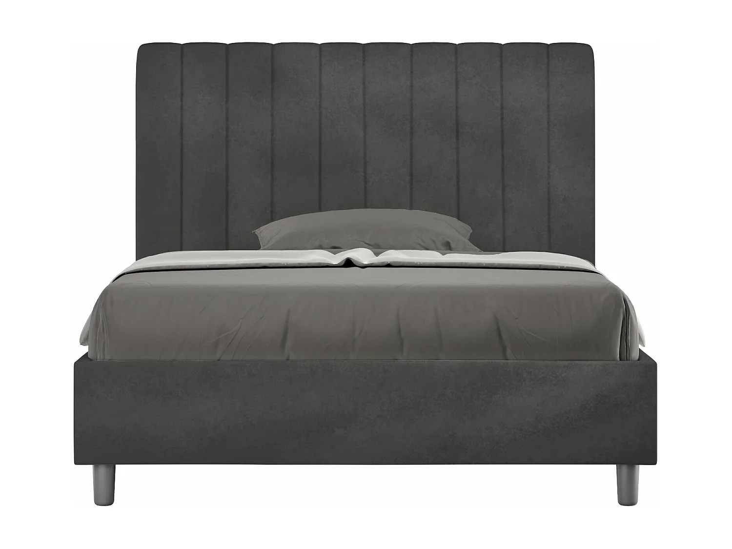 Lit 1 place et demi sans sommier rembourré 120x190 microfibre gris Agueda