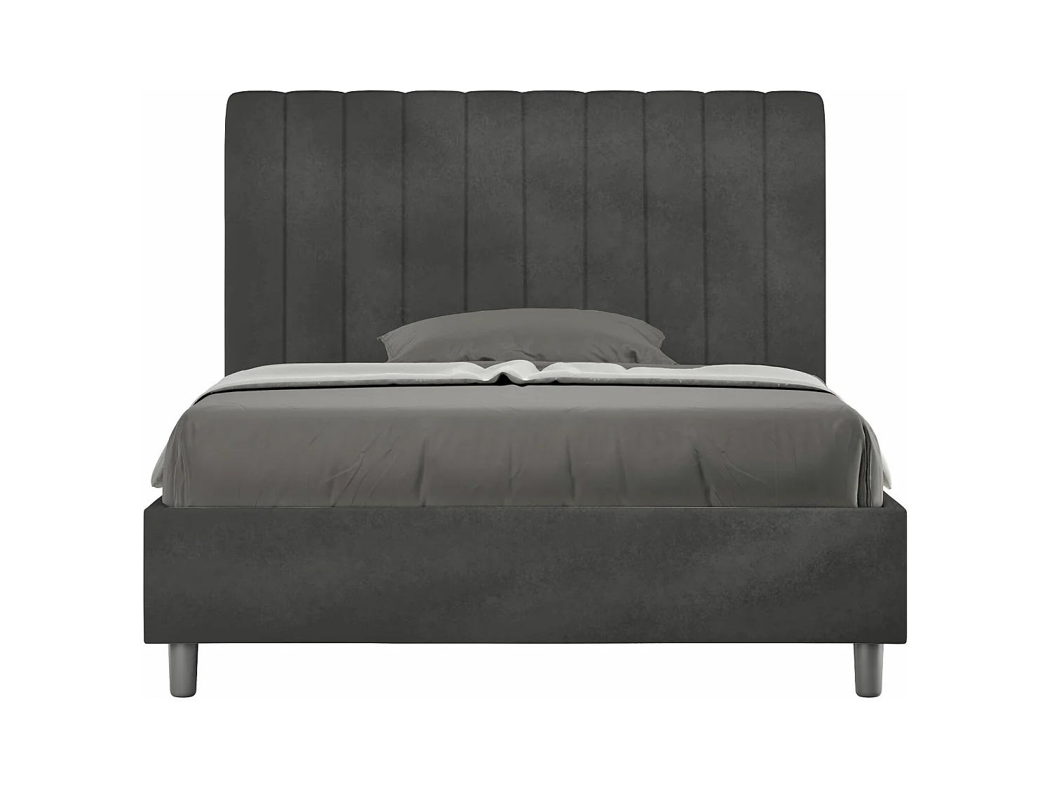 Lit 1 place et demi sans sommier rembourré 120x190 microfibre gris Agueda