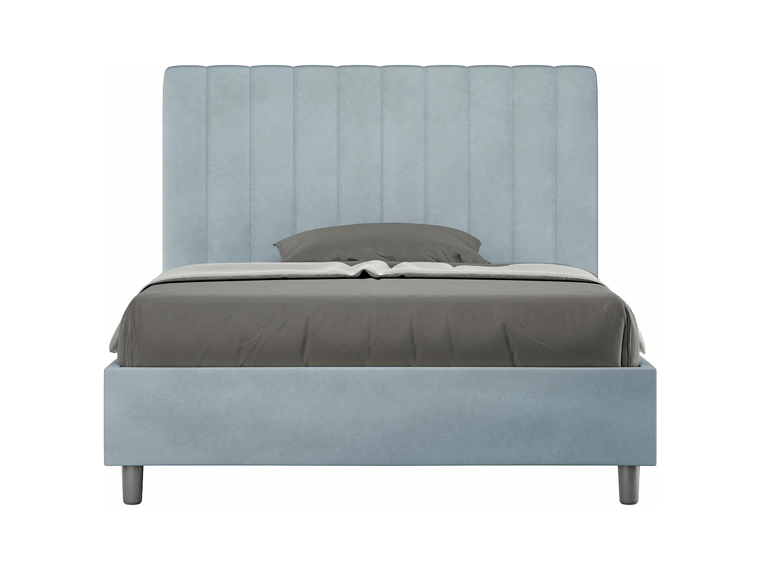 Lit 1 place et demi sans sommier rembourré 120x190 microfibre bleu clair Agueda