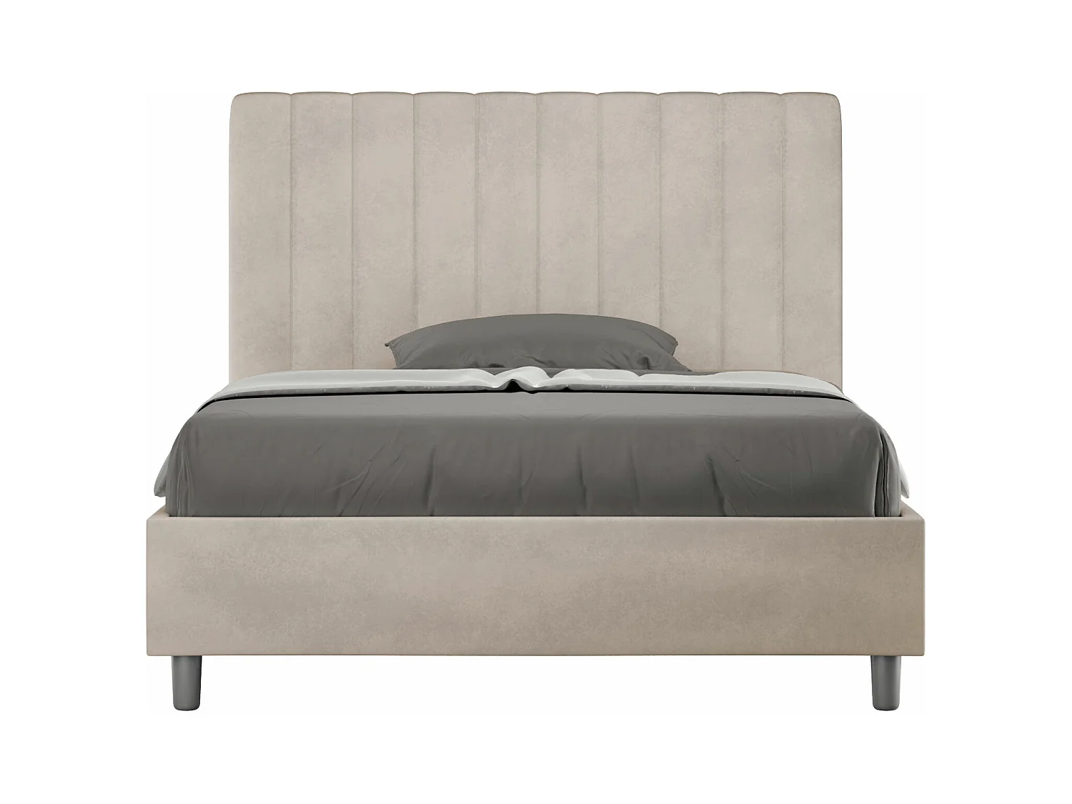 Lit 1 place et demi sans sommier rembourré 120x190 microfibre sable Agueda