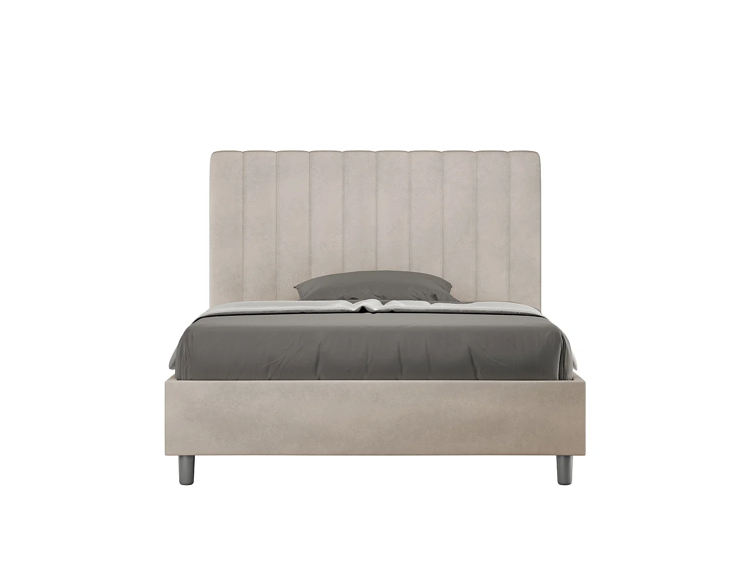 Lit 1 place et demi coffre rembourré 120x190 microfibre sable Agueda