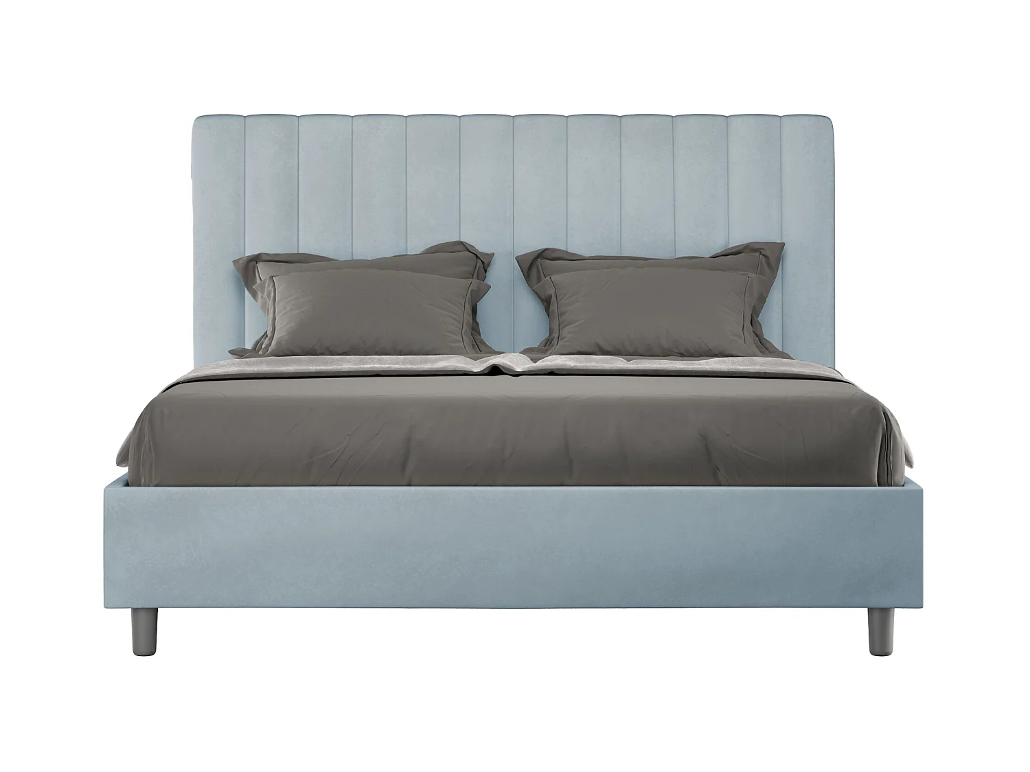 Lit double avec sommier rembourré 140x190 microfibre bleu clair Agueda