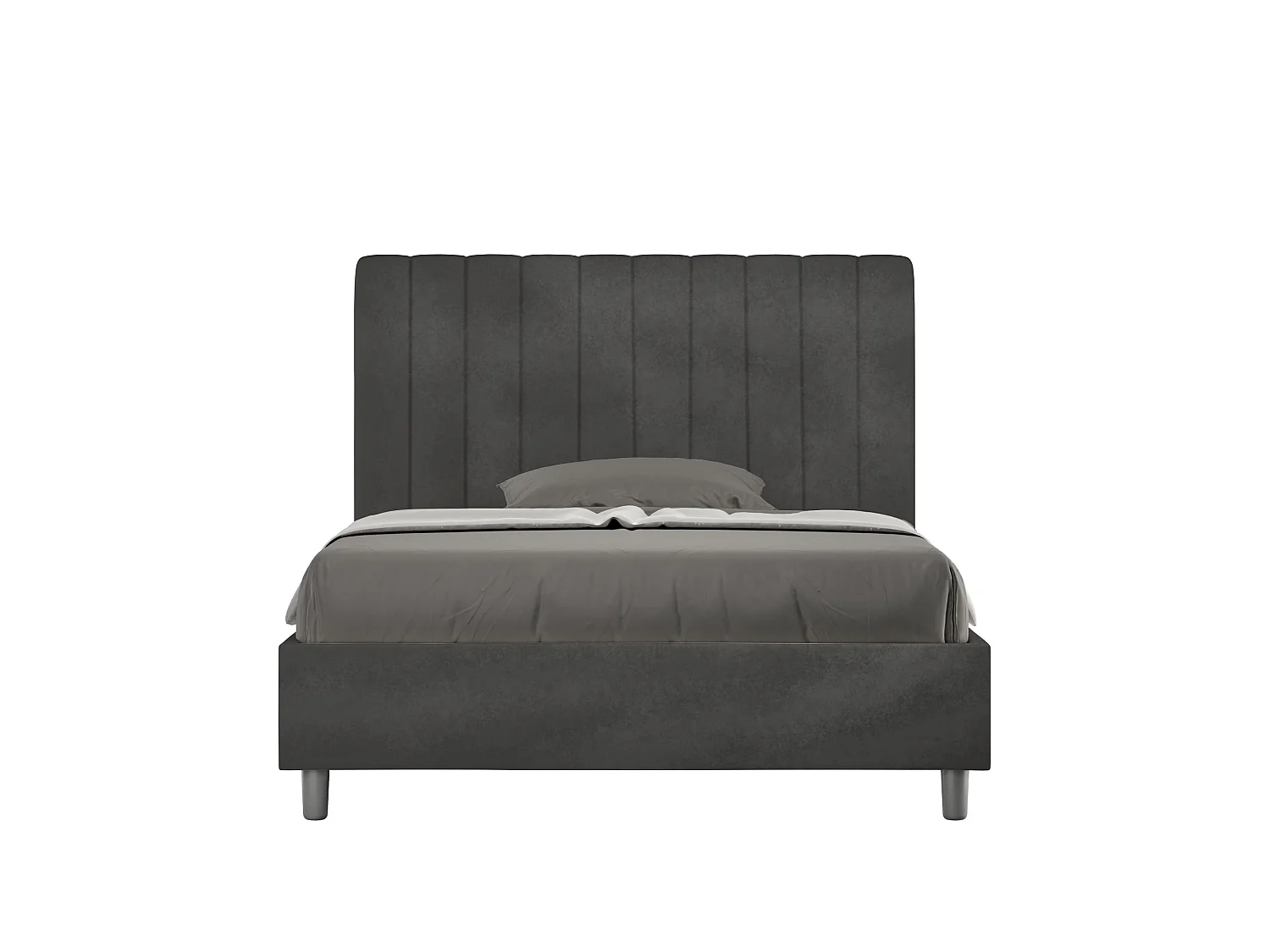 Lit 1 place et demi avec sommier rembourré 120x190 microfibre gris Agueda