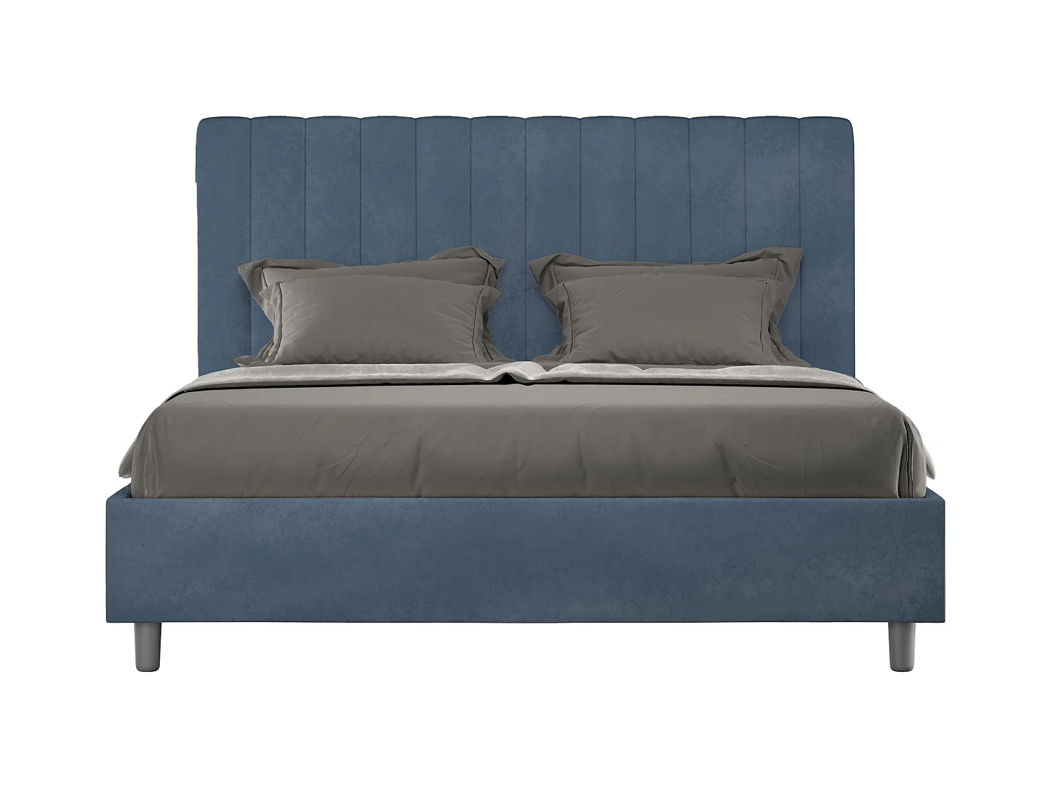 Lit sans sommier rembourré 160x200 microfibre bleu Agueda